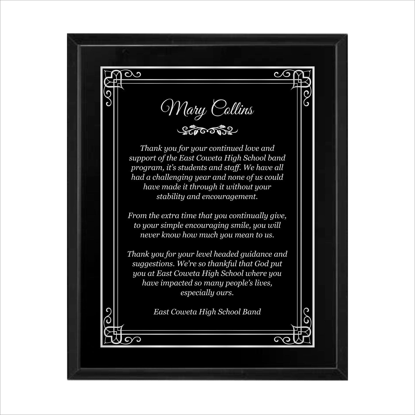 Matte Black Finished Plaque 10.5" X 13" / Black Matt / Hearts