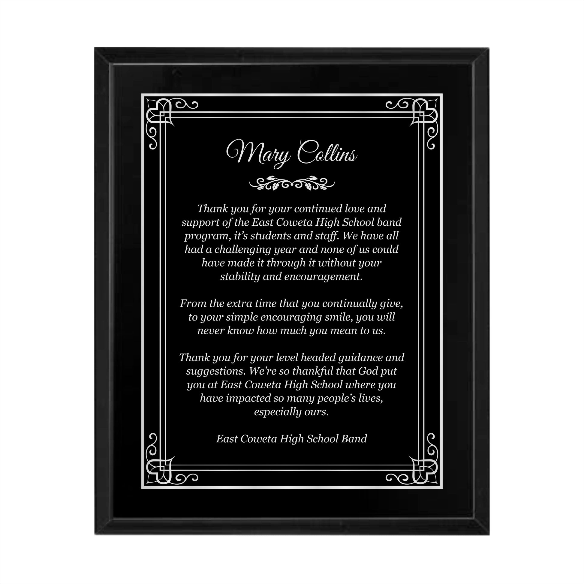 Matte Black Finished Plaque 10.5" X 13" / Black Matt / Hearts
