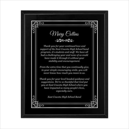 Matte Black Finished Plaque 10.5" X 13" / Black Matt / Hearts