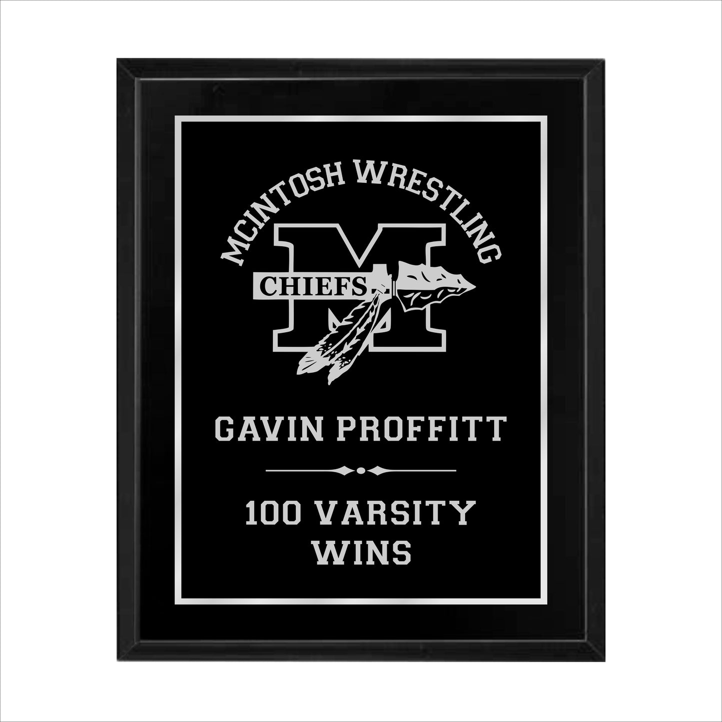 Matte Black Finished Plaque 10.5" X 13" / Black Matt / Single Border