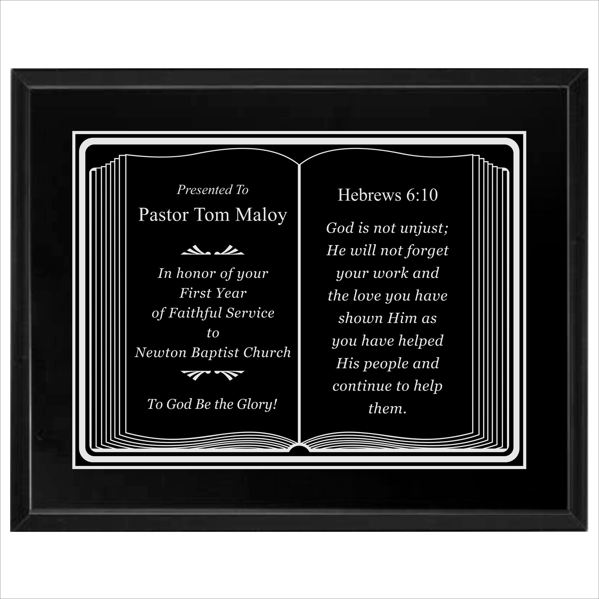 Bible Themed Black Plaque 12" X 15" / Black Matt / Bible / Book