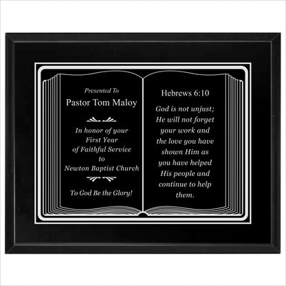 Bible Themed Black Plaque 12" X 15" / Black Matt / Bible / Book