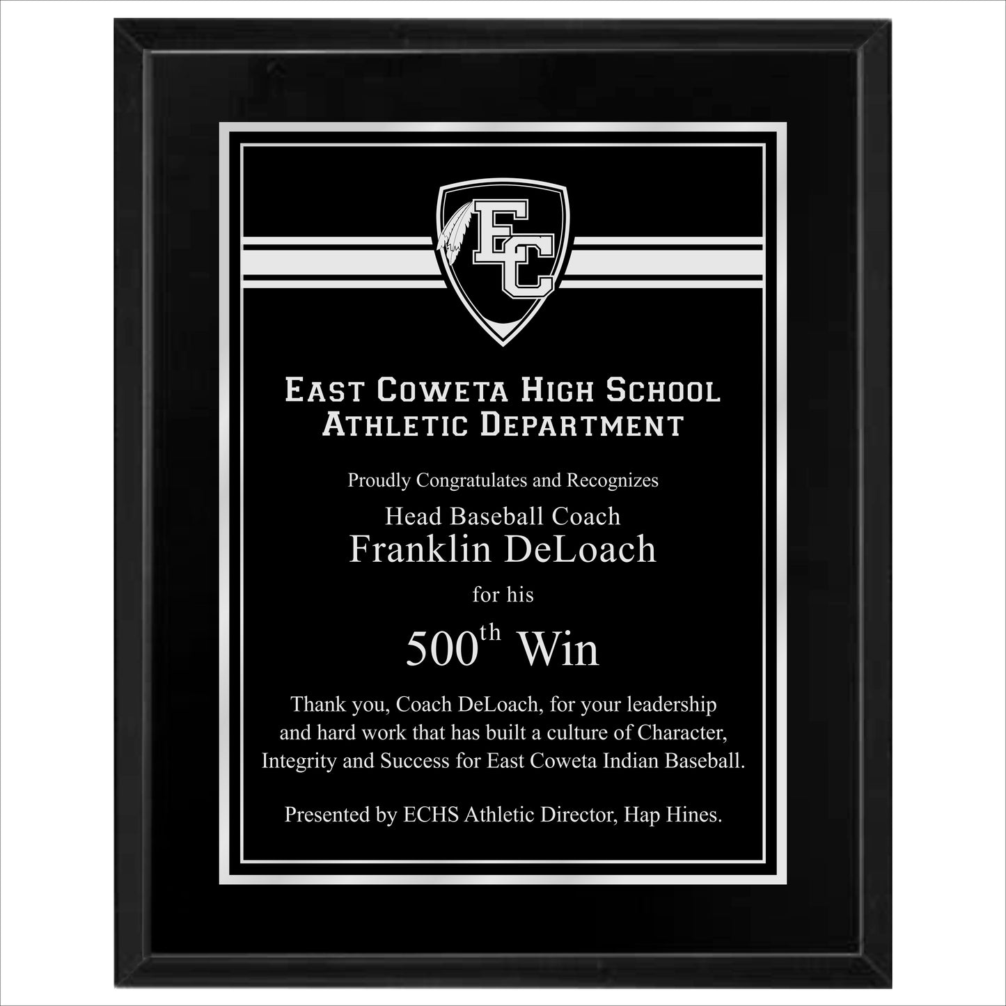 Matte Black Finished Plaque 12" X 15" / Black Matt / Double Border