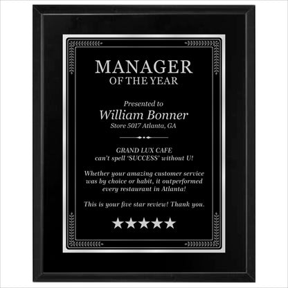 Matte Black Finished Plaque 12" X 15" / Black Matt / Elite Border