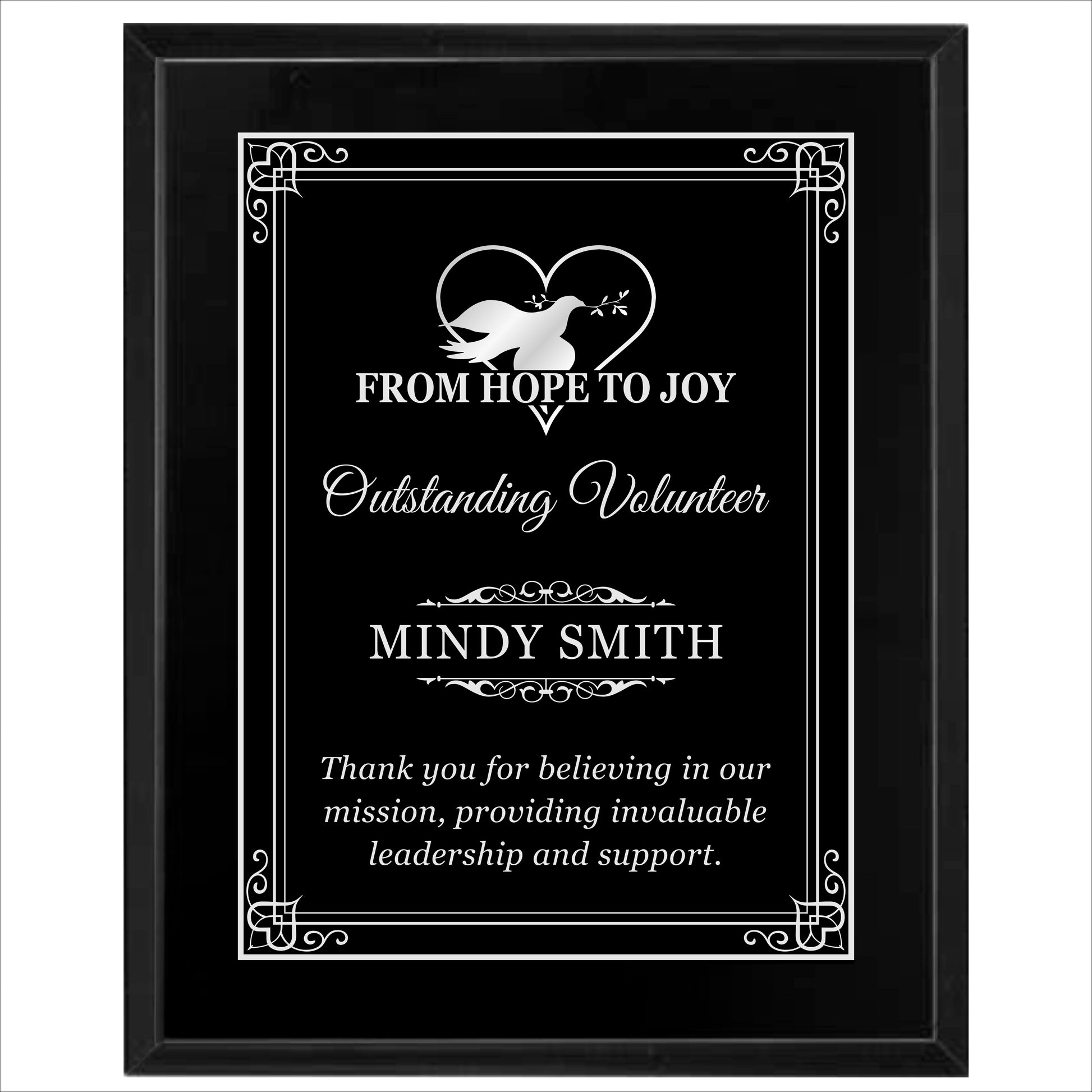 Matte Black Finished Plaque 12" X 15" / Black Matt / Hearts