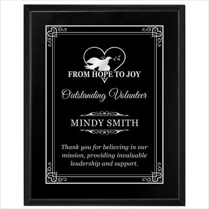 Matte Black Finished Plaque 12" X 15" / Black Matt / Hearts