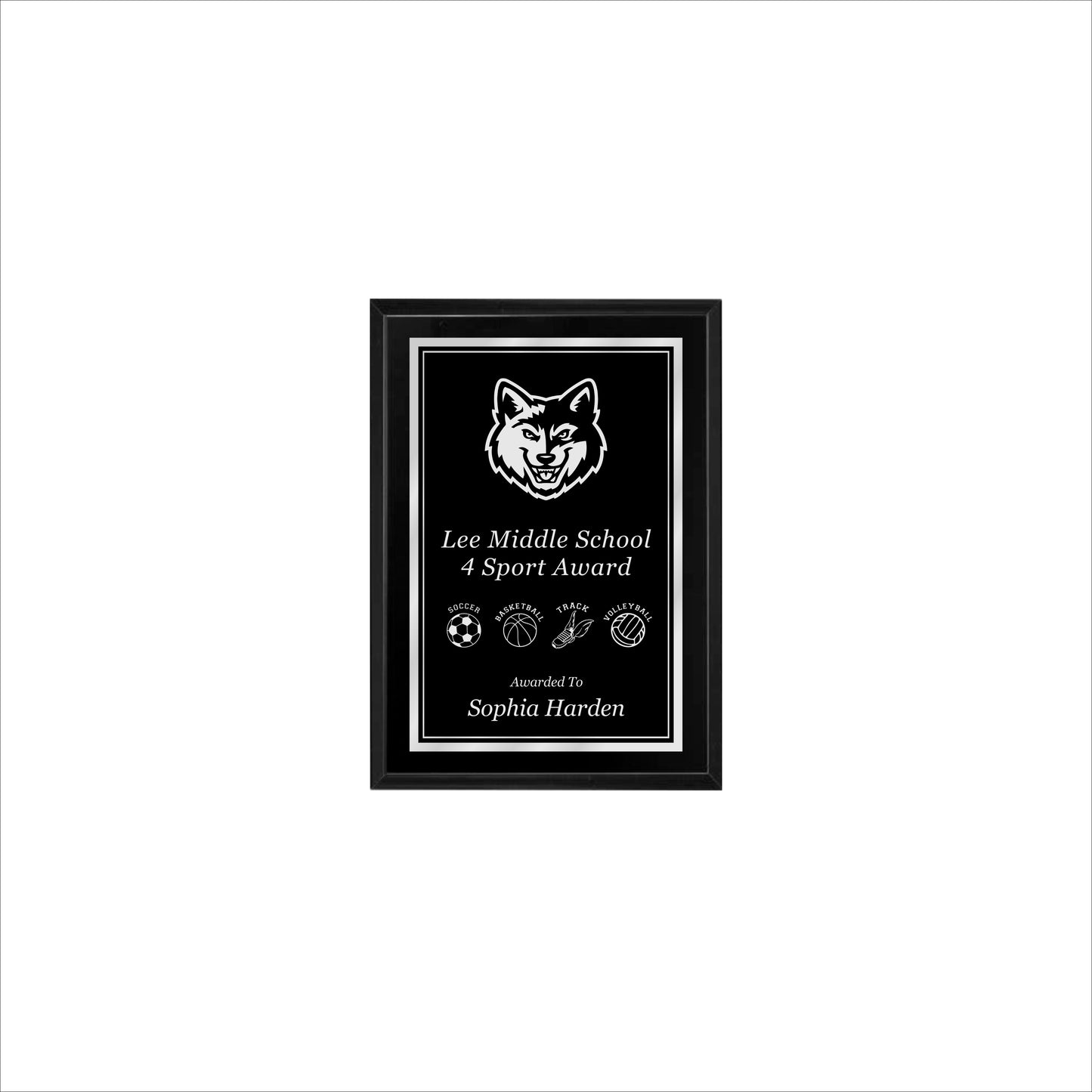 Matte Black Finished Plaque 5" X 7" / Black Matt / Double Border