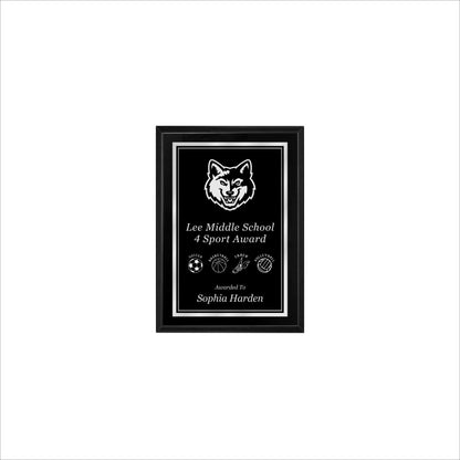 Matte Black Finished Plaque 5" X 7" / Black Matt / Double Border
