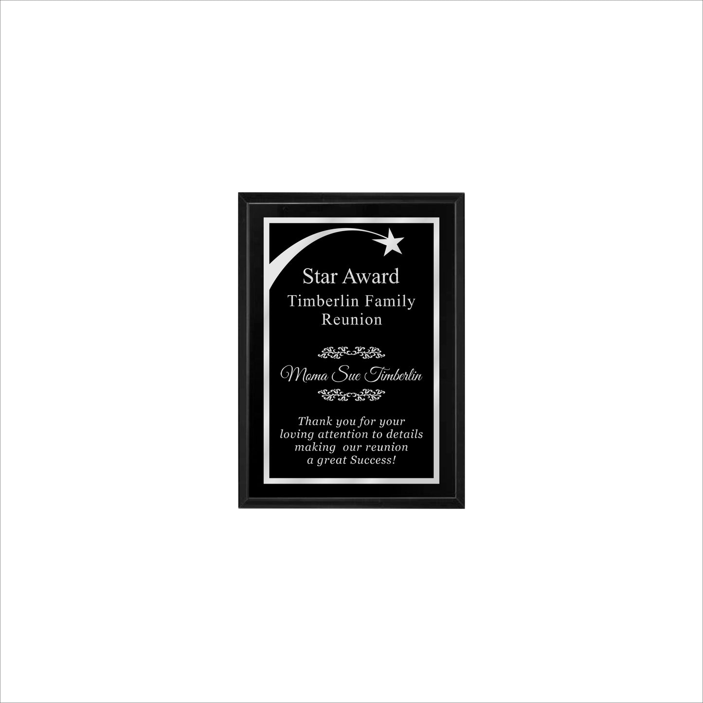 Matte Black Finished Plaque 5" X 7" / Black Matt / Shooting Star