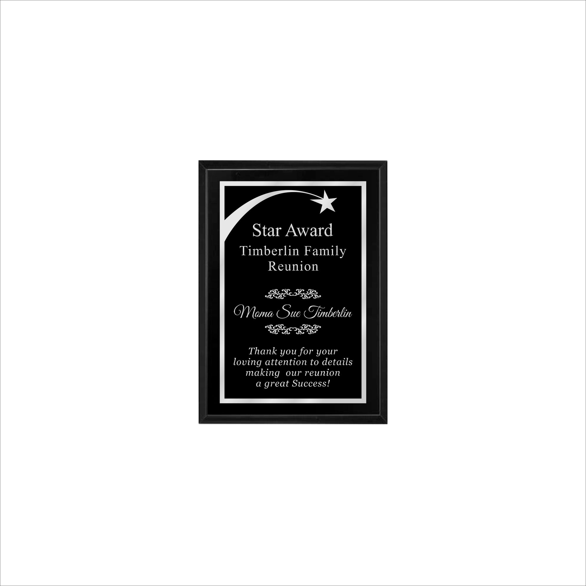 Matte Black Finished Plaque 5" X 7" / Black Matt / Shooting Star
