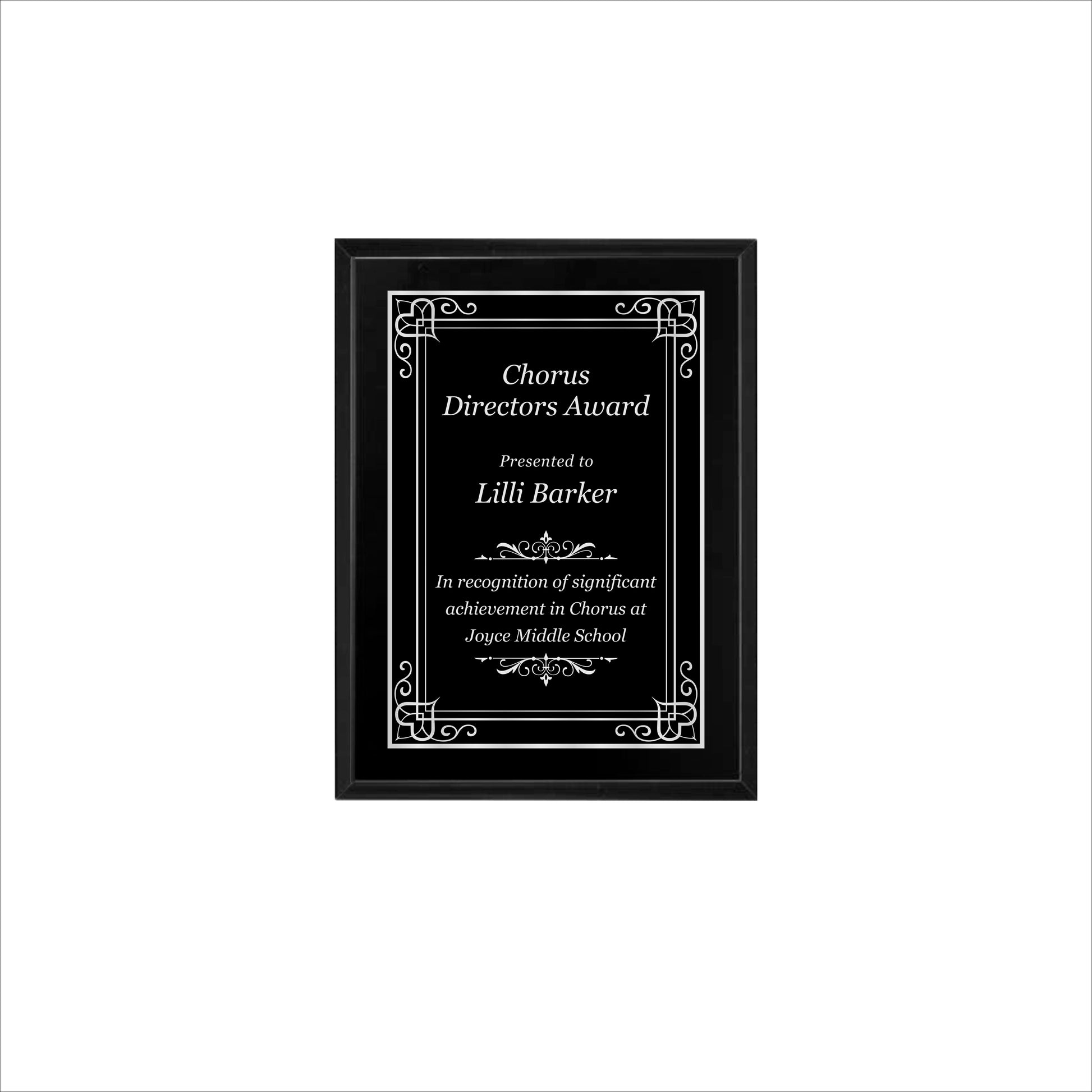 Matte Black Finished Plaque 6" X 8" / Black Matt / Hearts
