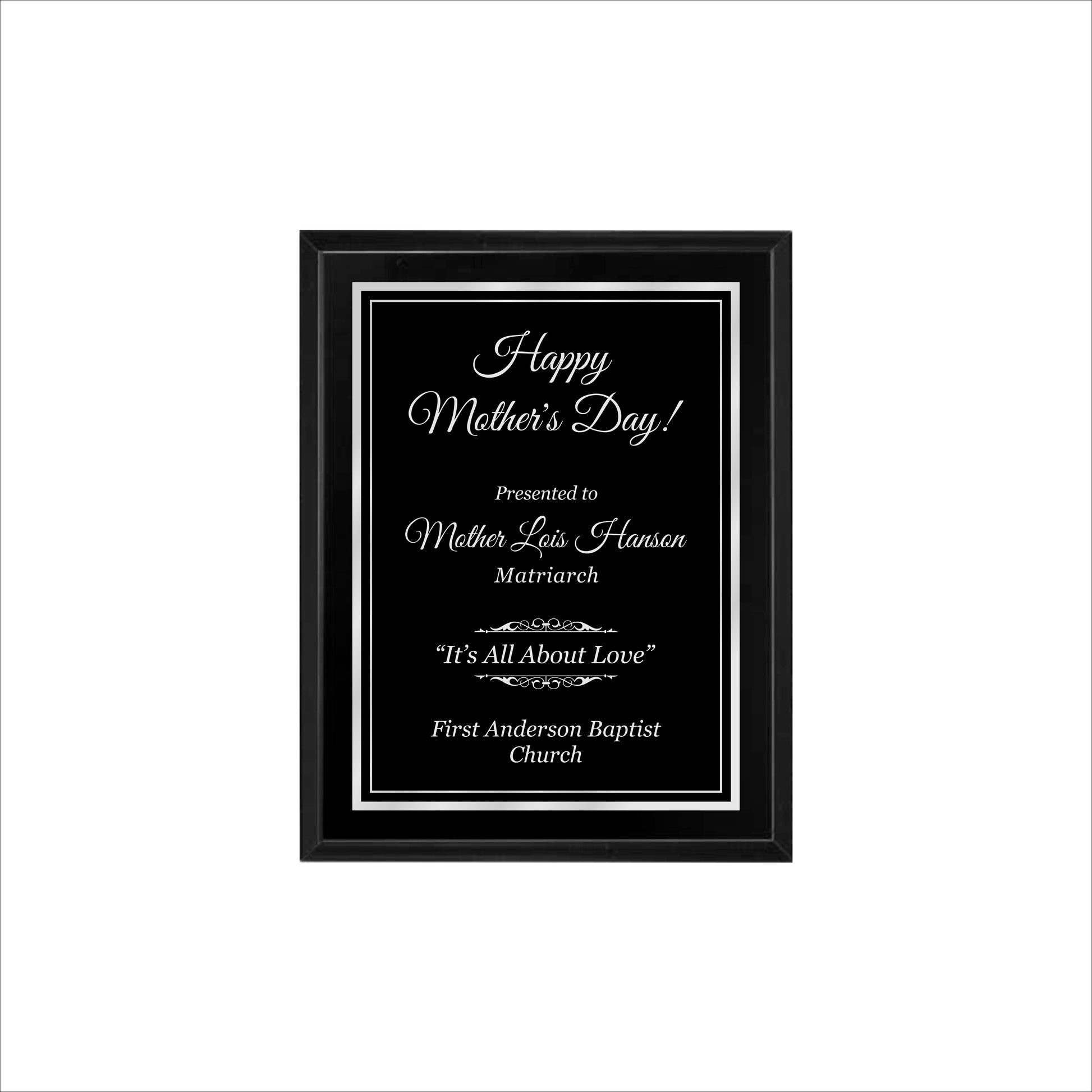 Matte Black Finished Plaque 7" X 9" / Black Matt / Double Border