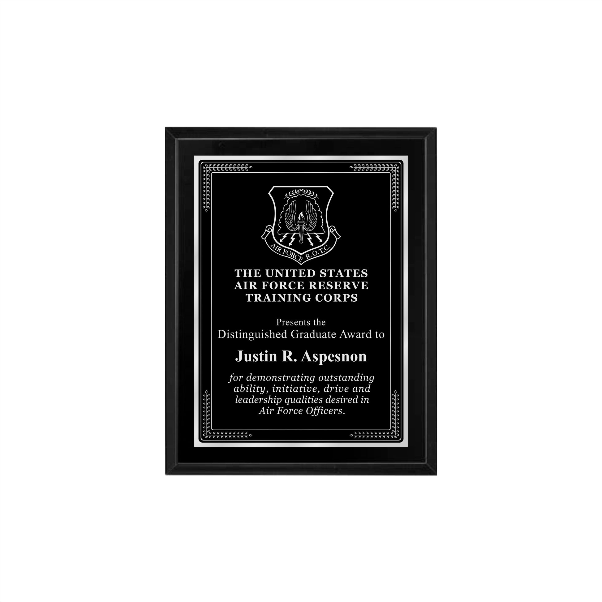 Matte Black Finished Plaque 7" X 9" / Black Matt / Elite Border