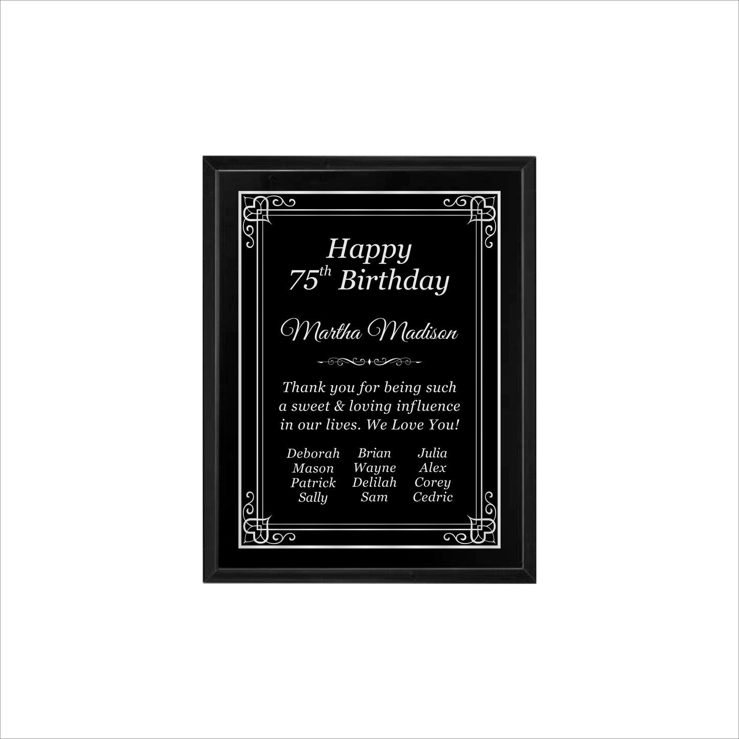 Matte Black Finished Plaque 7" X 9" / Black Matt / Hearts