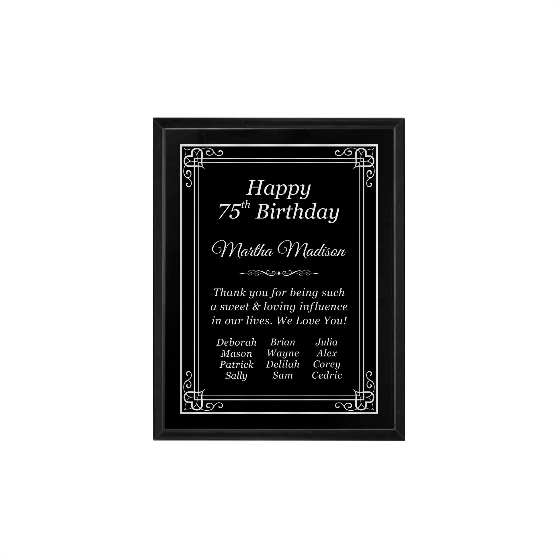 Matte Black Finished Plaque 7" X 9" / Black Matt / Hearts
