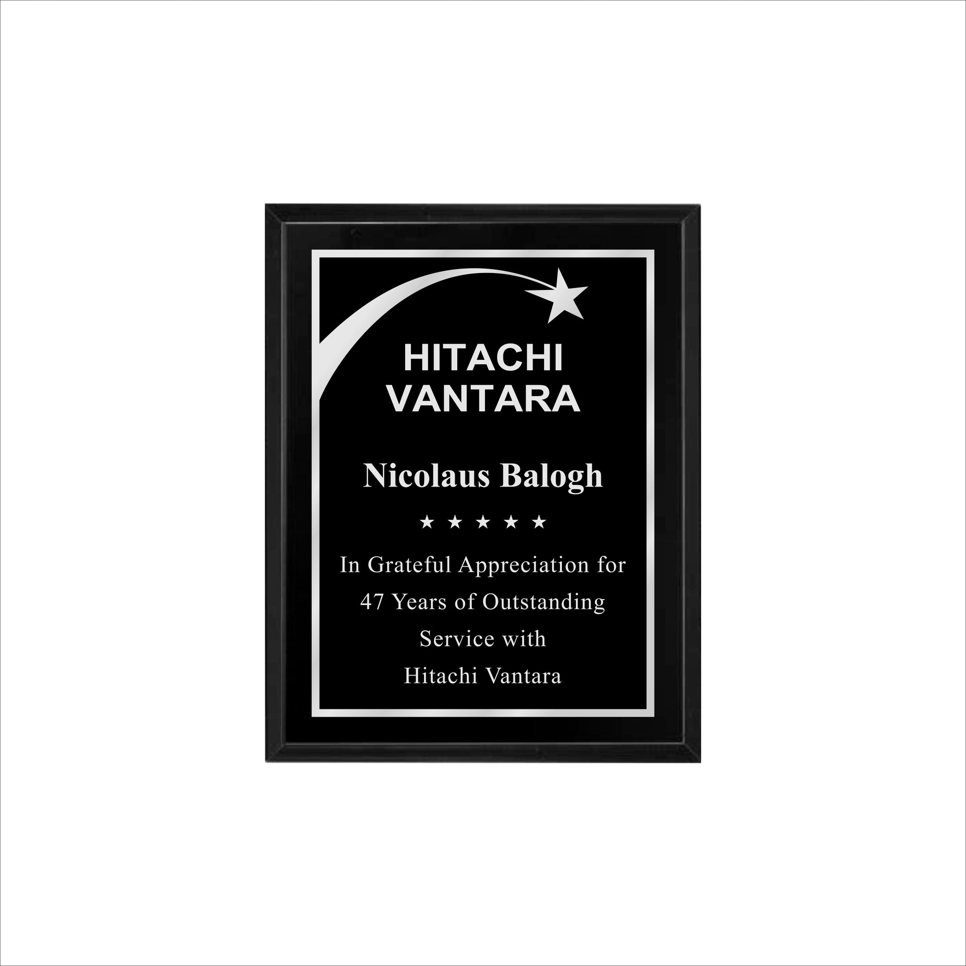 Matte Black Finished Plaque 7" X 9" / Black Matt / Shooting Star