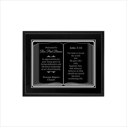 Bible Themed Black Plaque 8" X 10 / Black Matt / Bible / Book