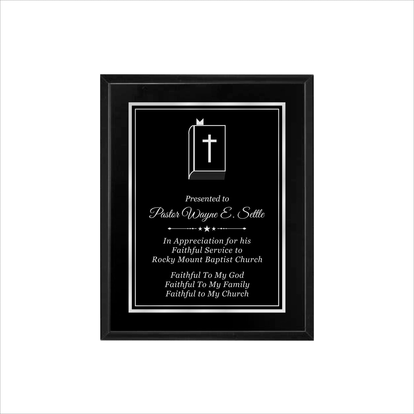 Matte Black Finished Plaque 8" X 10 / Black Matt / Double Border