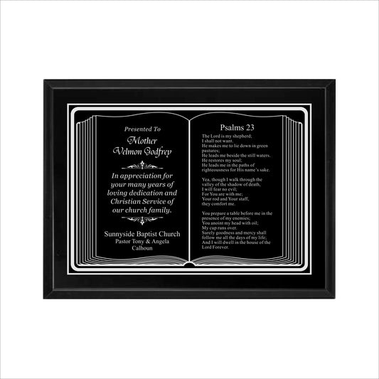 Bible Themed Black Plaque 9" X 12" / Black Matt / Bible / Book