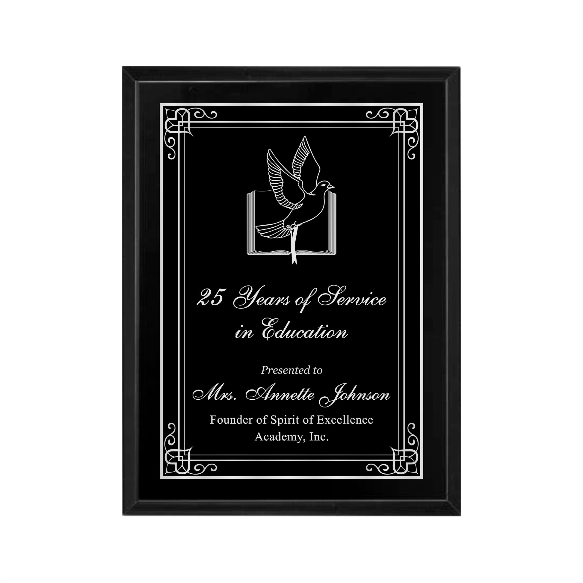 Matte Black Finished Plaque 9" X 12" / Black Matt / Hearts