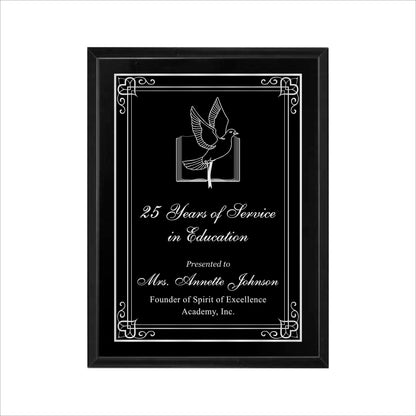Matte Black Finished Plaque 9" X 12" / Black Matt / Hearts
