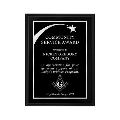 Matte Black Finished Plaque 9" X 12" / Black Matt / Shooting Star