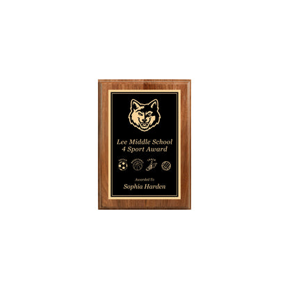 Walnut Finished Plaque 5" X 7" / Walnut / Double Border
