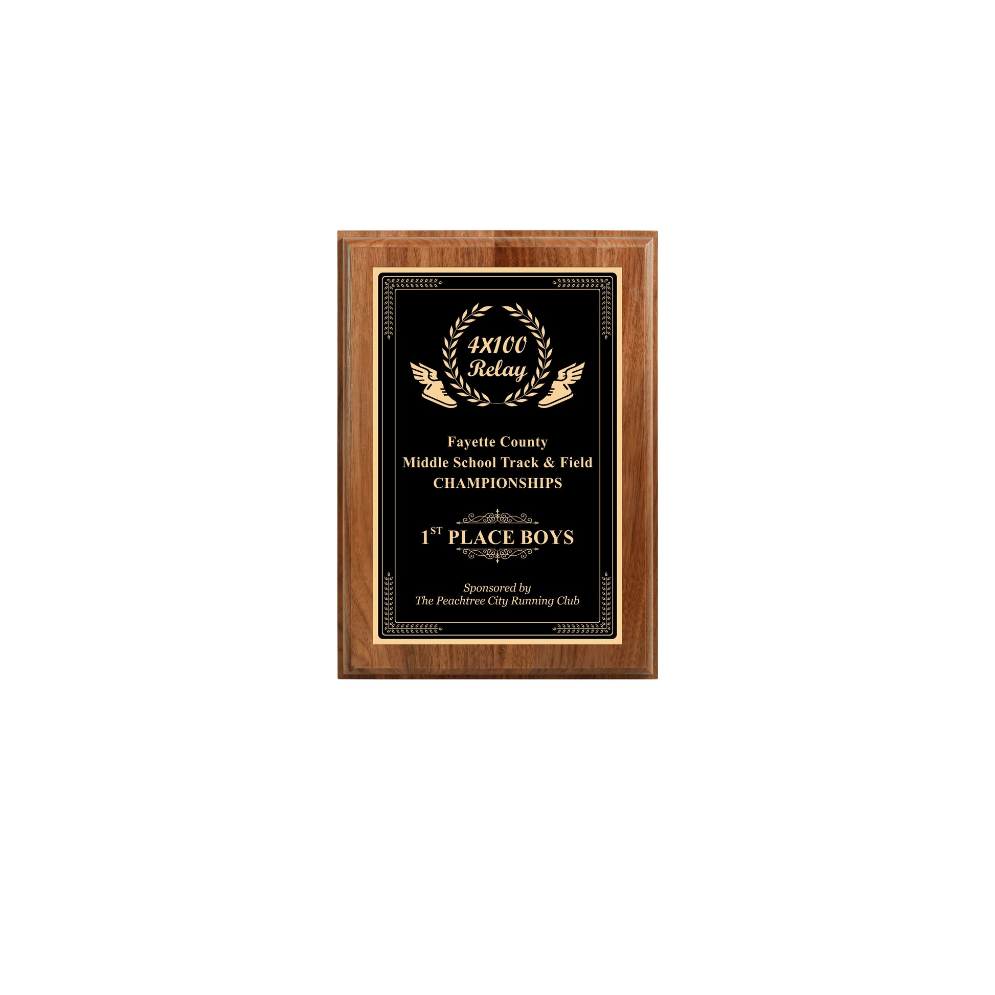 Walnut Finished Plaque 5" X 7" / Walnut / Elite Border