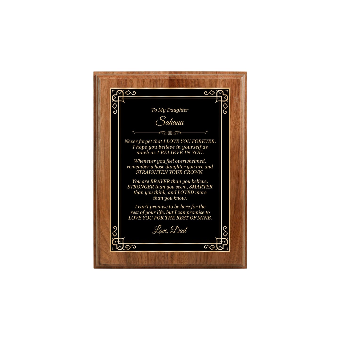 Walnut Finished Plaque 7" X 9" / Walnut / Hearts