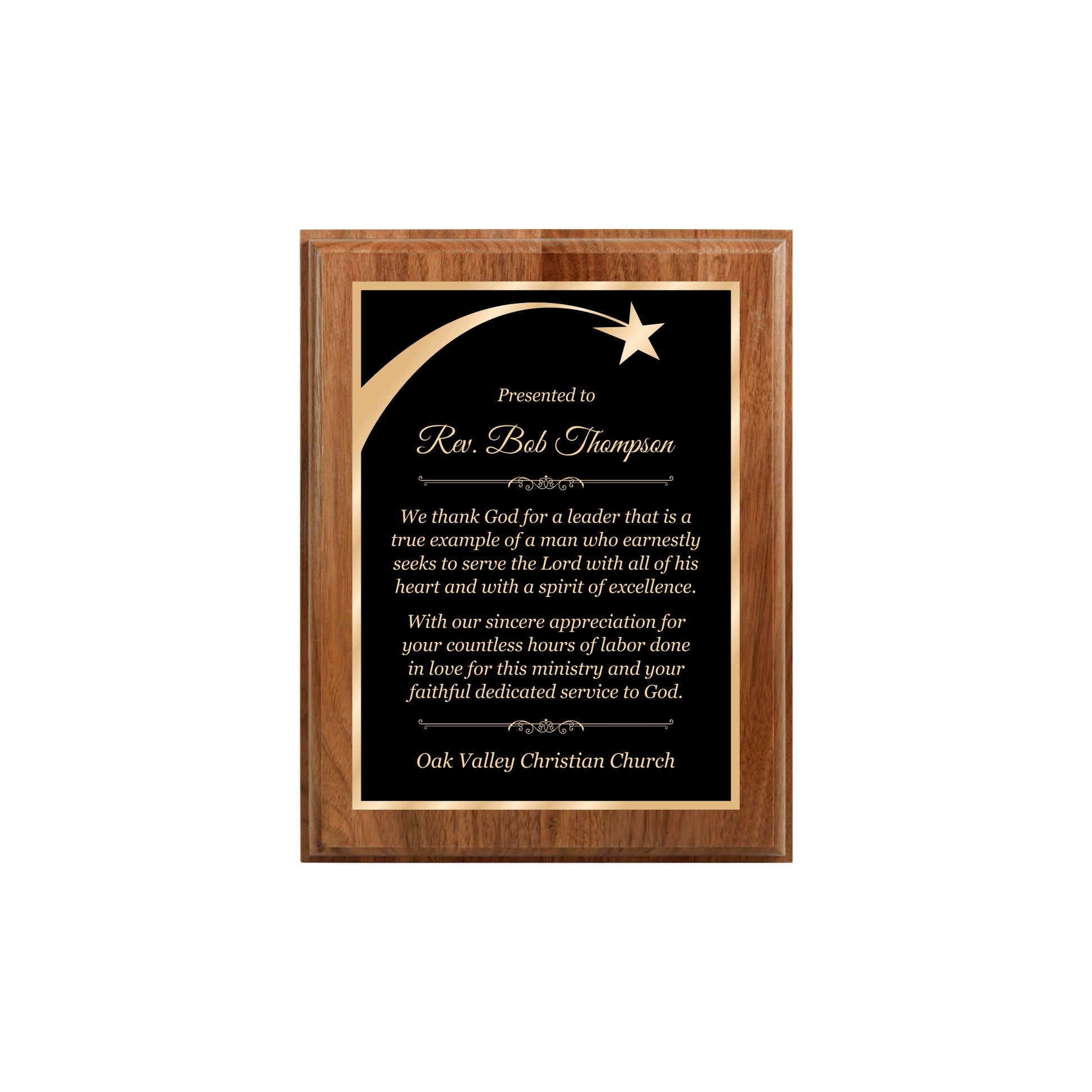 Walnut Finished Plaque 7" X 9" / Walnut / Shooting Star