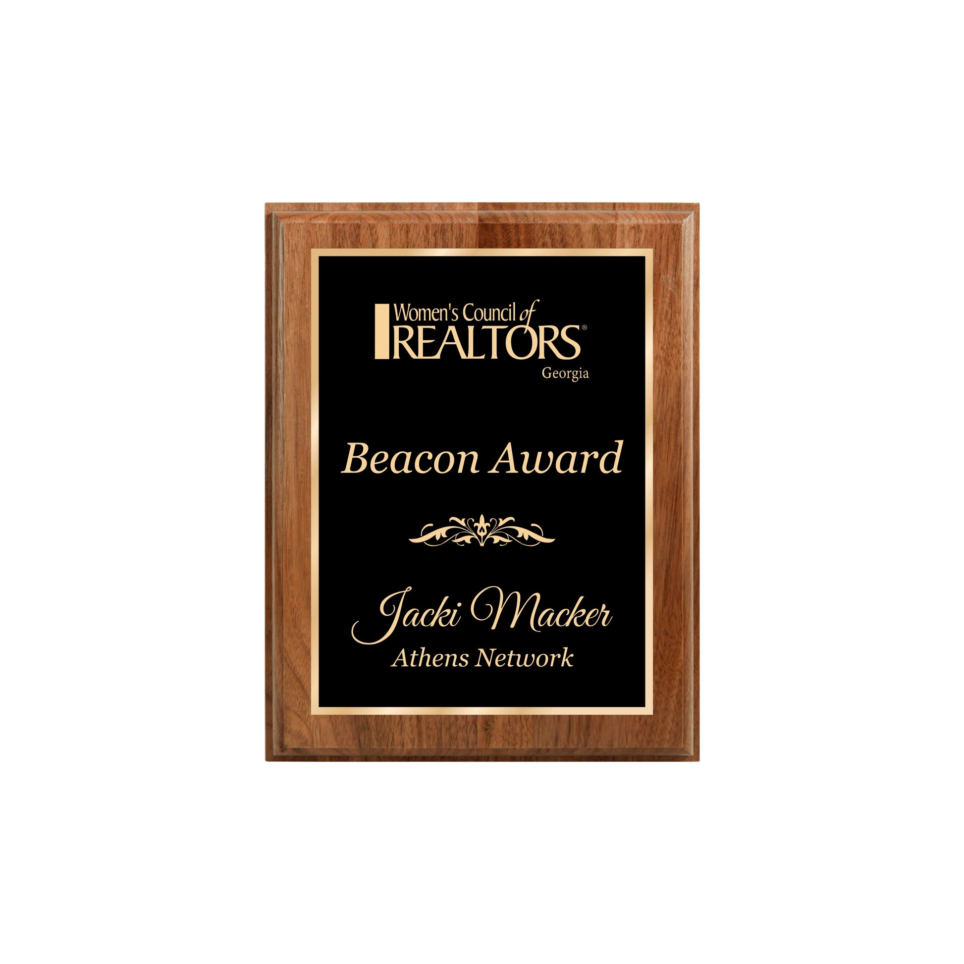 Designer Blue Marble Walnut Plaque 7" X 9" / Walnut / Marble Mist Blue