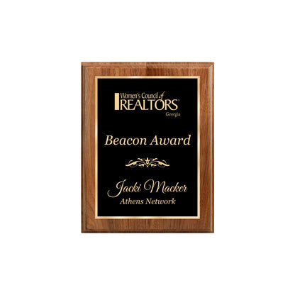 Designer Blue Marble Walnut Plaque 7" X 9" / Walnut / Marble Mist Blue