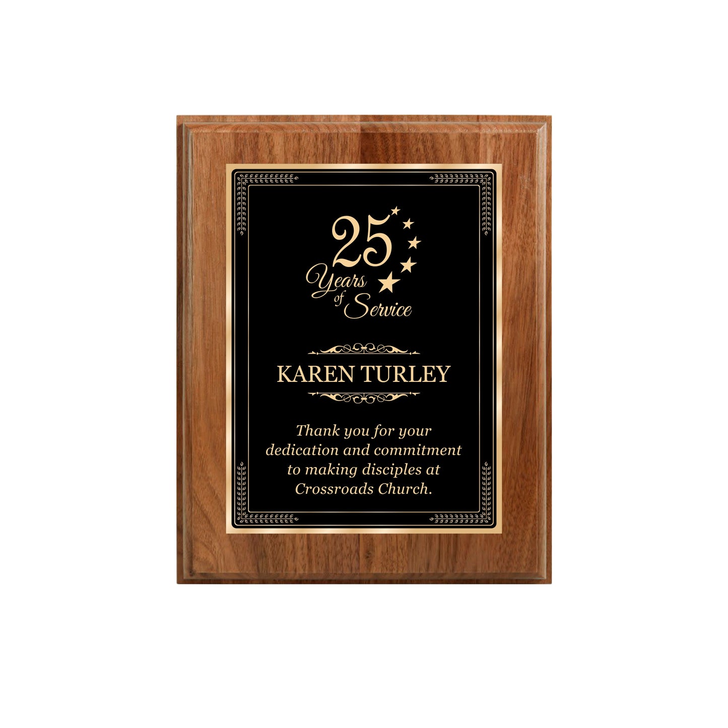 Walnut Finished Plaque 8" X 10 / Walnut / Elite Border