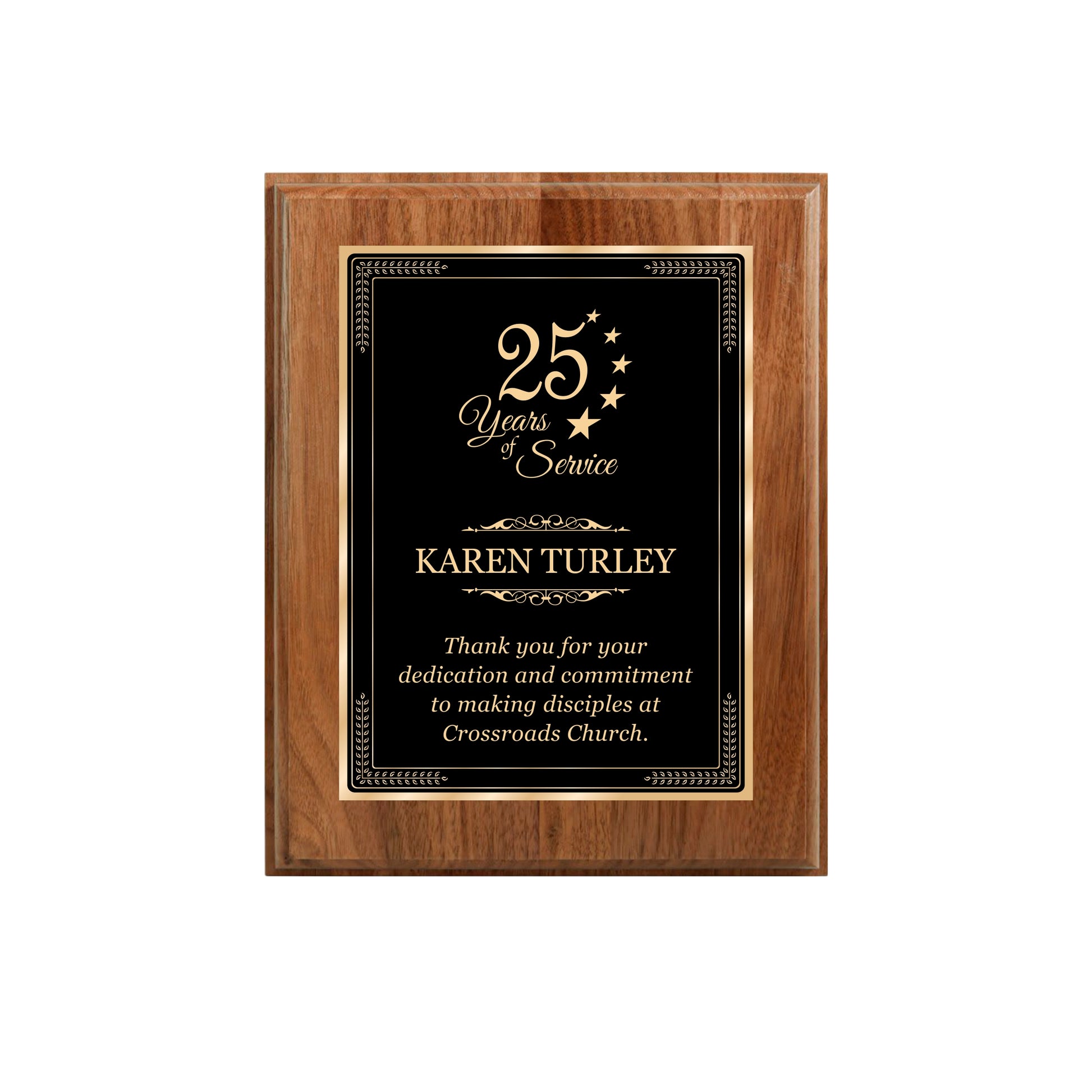 Walnut Finished Plaque 8" X 10 / Walnut / Elite Border