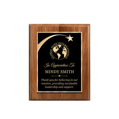 Walnut Finished Plaque 8" X 10 / Walnut / Shooting Star