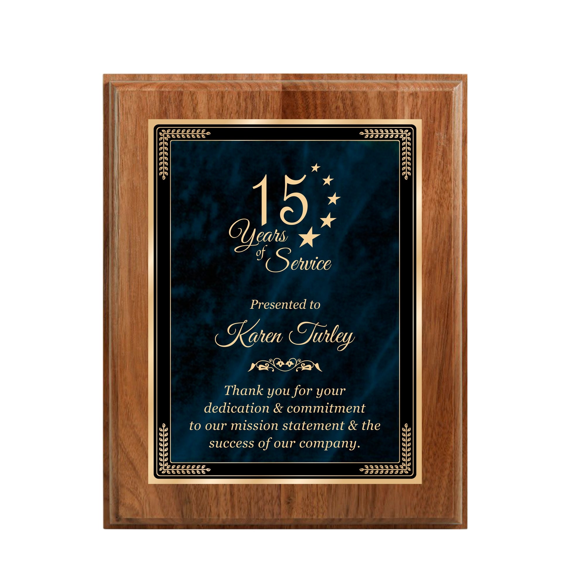 Designer Blue Marble Walnut Plaque 8" X 10 / Walnut / Marble Mist Blue