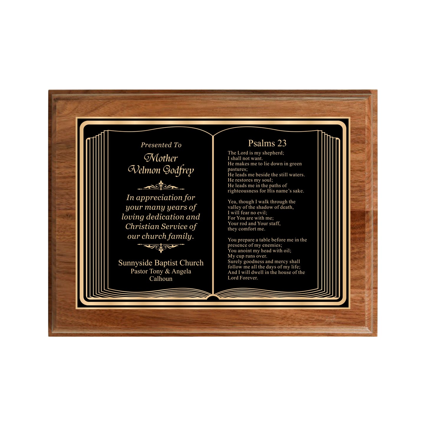 Bible Themed Walnut Plaque 9" X 12" / Walnut / Bible / Book