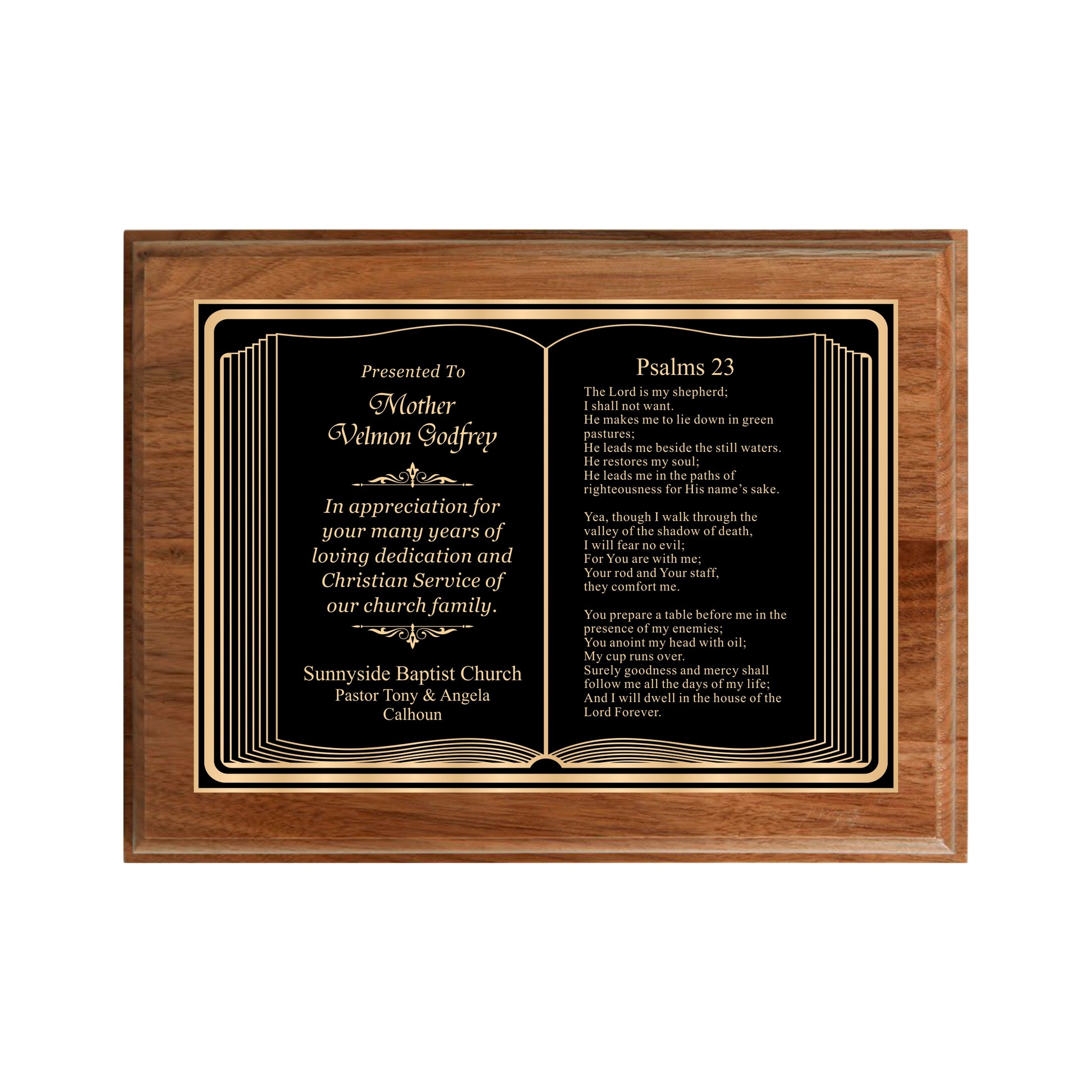 Bible Themed Walnut Plaque 9" X 12" / Walnut / Bible / Book