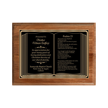 Bible Themed Walnut Plaque 9" X 12" / Walnut / Bible / Book