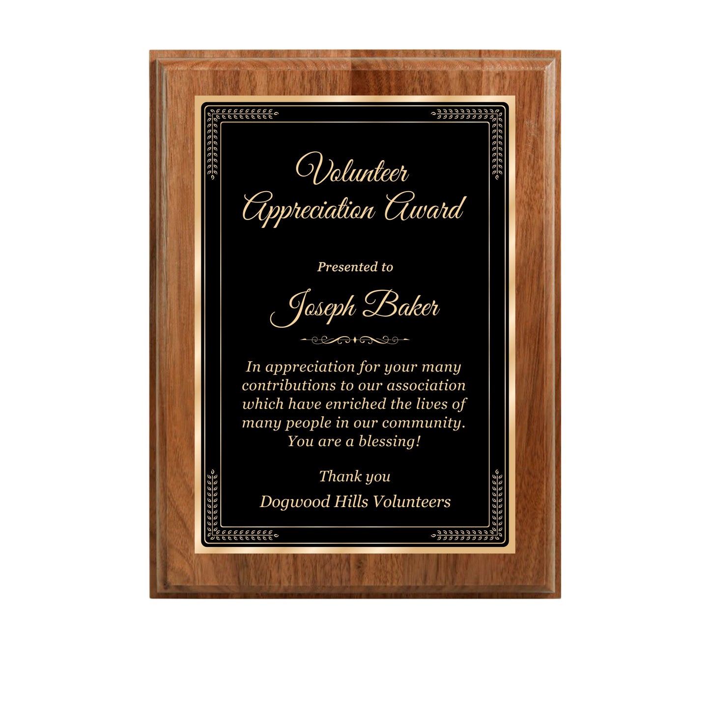 Walnut Finished Plaque 9" X 12" / Walnut / Elite Border