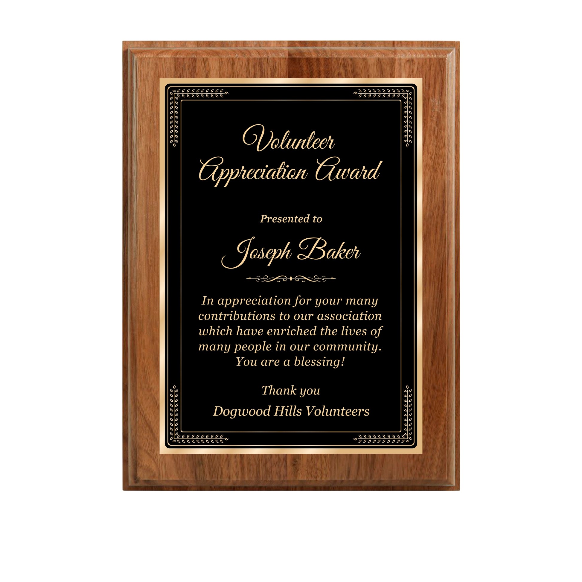 Walnut Finished Plaque 9" X 12" / Walnut / Elite Border