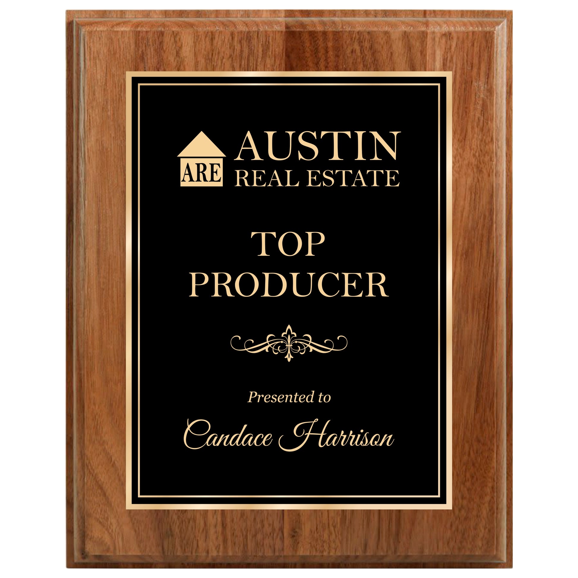 Walnut Finished Plaque 12" X 15" / Walnut / Double Border