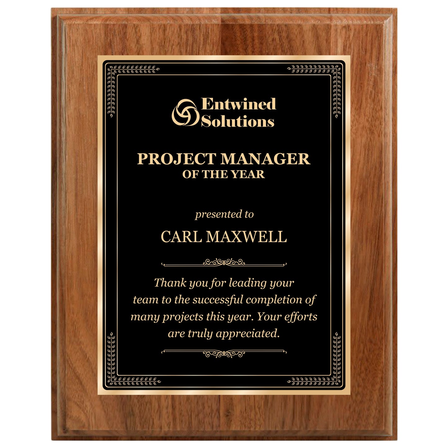 Walnut Finished Plaque 12" X 15" / Walnut / Elite Border