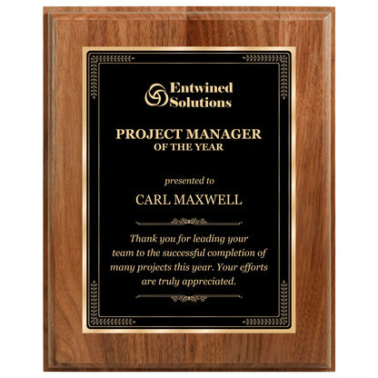 Walnut Finished Plaque 12" X 15" / Walnut / Elite Border