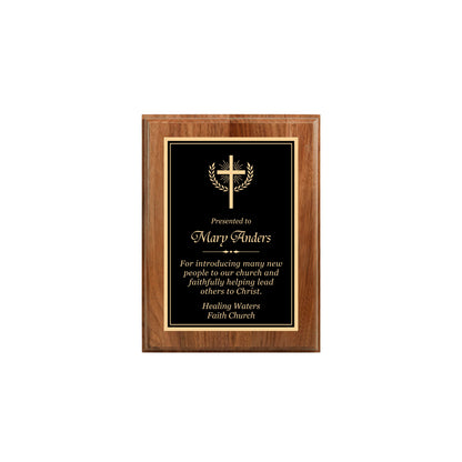 Walnut Finished Plaque 6" X 8" / Walnut / Double Border