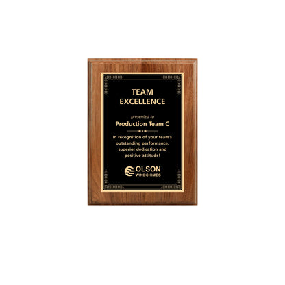 Walnut Finished Plaque 6" X 8" / Walnut / Elite Border