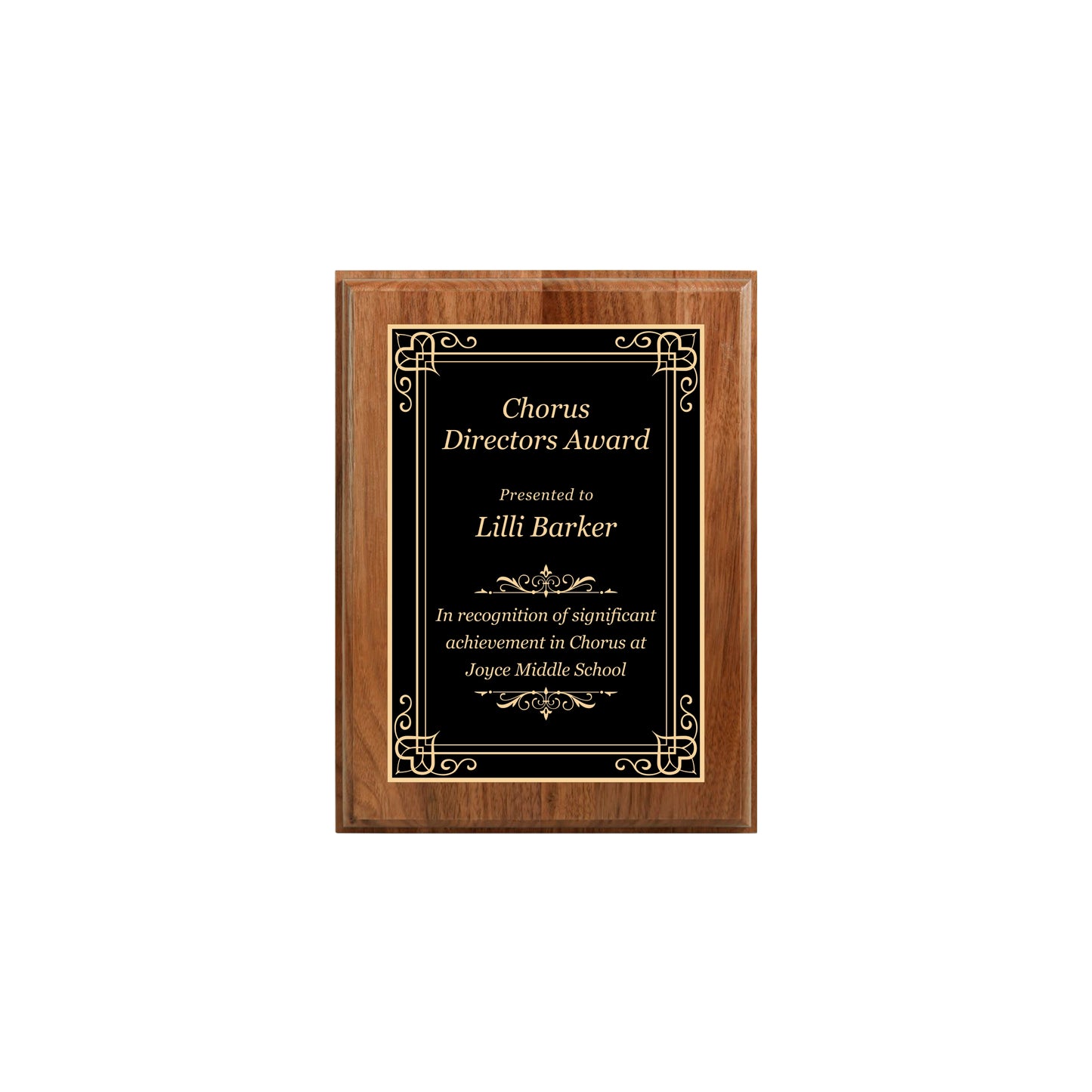 Walnut Finished Plaque 6" X 8" / Walnut / Hearts