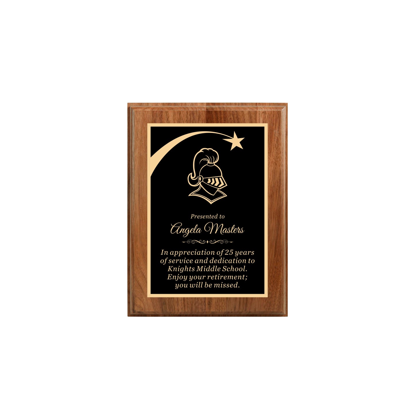 Walnut Finished Plaque 6" X 8" / Walnut / Shooting Star
