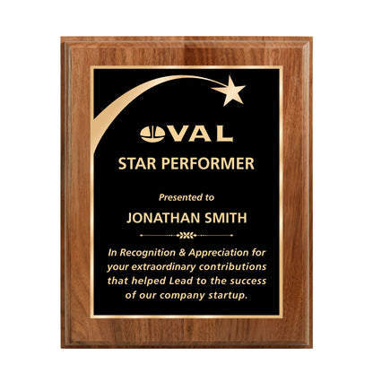 Walnut Finished Plaque 10.5" X 13" / Walnut / Shooting Star