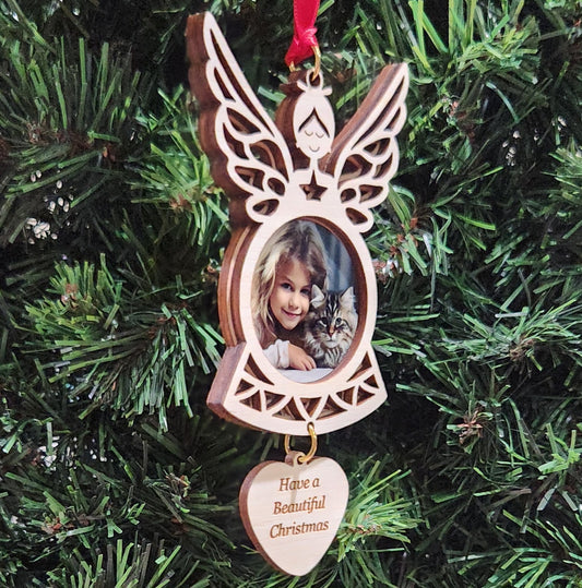 Photo Angel Maple Ornament 5" / Maple